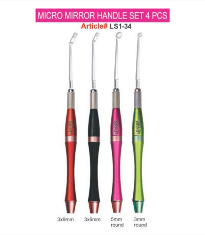 Micro mirror handle set 4 pcs stainless steel autoclavable lightweight ergonomic oral examination instrument kit