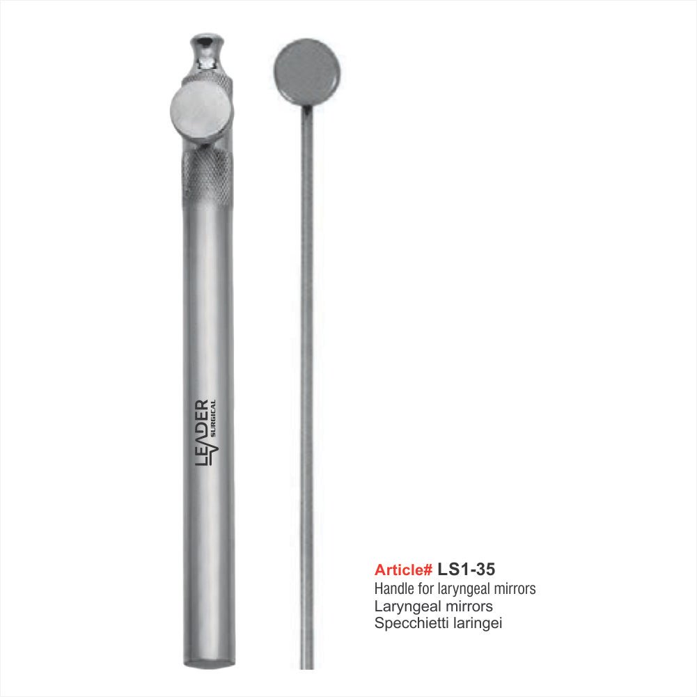 Laryngeal Mirror and Handle Stainless Steel ENT Examination Tool | Leader Surgical Laryngeal mirror and handle stainless steel autoclavable ENT throat larynx vocal cord examination diagnostic instrument