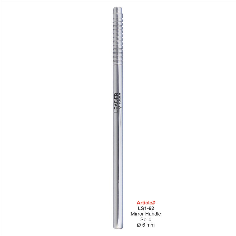 Solid Dental Mirror Handle Stainless Steel Oral Examination Tool | Leader Surgical Solid dental mirror handle stainless steel autoclavable heavyweight durable cone socket oral examination instrument
