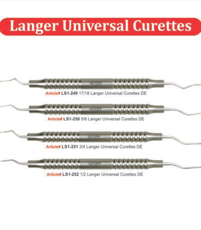 Langer universal curettes stainless steel autoclavable subgingival scaling root planing periodontal debridement instrument