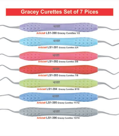 Gracey curettes set of 7 stainless steel autoclavable area specific periodontal subgingival scaling root planing instrument kit
