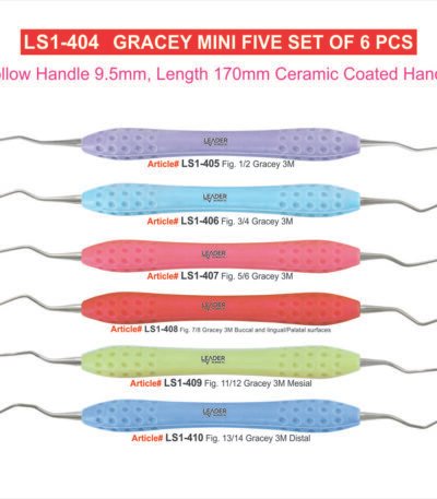 Gracey Mini Five curettes set of 6 stainless steel autoclavable deep pocket area specific periodontal subgingival scaling root planing instrument kit