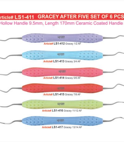 Gracey curettes set of 6 stainless steel autoclavable area specific periodontal subgingival scaling root planing instrument kit