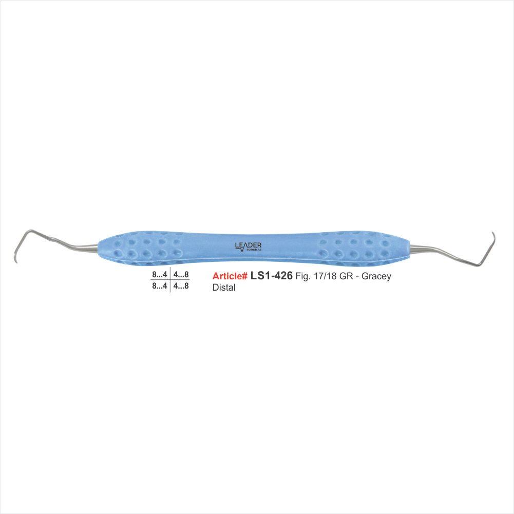 Dental Gracey Curette 17/18 Stainless Steel Posterior Distal Periodontal Tool | Leader Surgical Dental Gracey curette 17/18 stainless steel autoclavable posterior distal area specific subgingival scaling root planing periodontal instrument