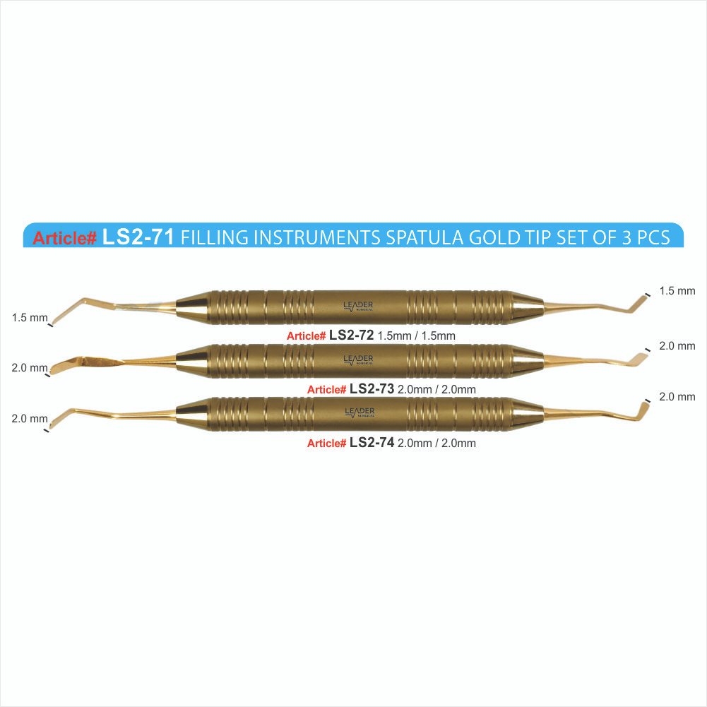 LS2-71 FILLING INSTRUMENTS SPATULA GOLD TIP SET OF 3 PCS Filling Instruments Spatula Gold Tip Set of 3 Pcs - Image 1