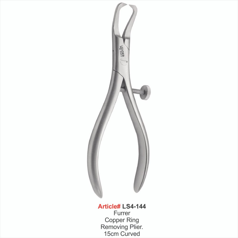 LS4-144 Furrer Copper Ring Removing Plier. 15cm Curved - Image 1