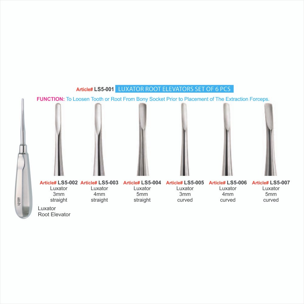 LS5-001 TO LS5-007 LUXATOR ROOT ELEVATORS SET OF 6 PCS Luxator Root Elevators Set Of 6 Pcs - Image 1
