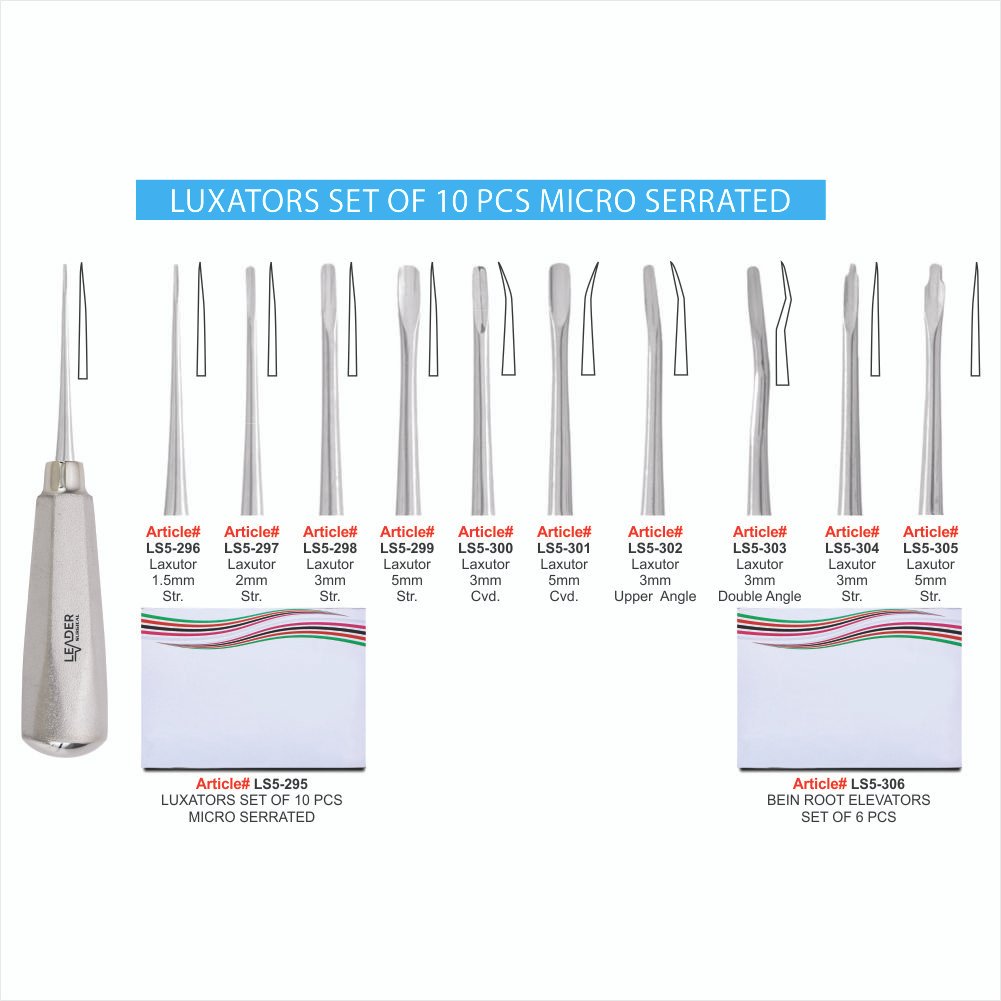 LS5-295 TO LS5-306 LUXATORS SET OF 10 PCS MICRO SERRATED Luxators Set Of 10 Pcs Micro Serrated - Image 1