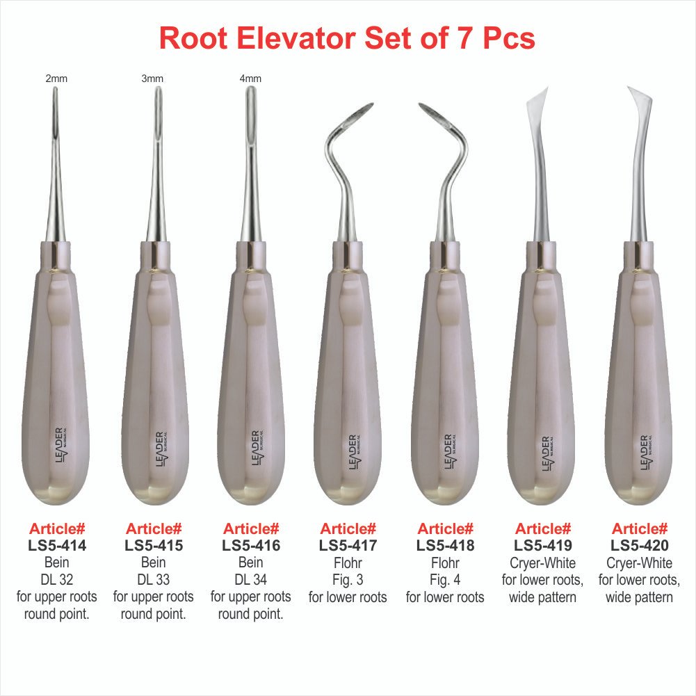 LS5-414 TO LS5-420 Root Elevator Set of 7 Pcs Root Elevator Set of 7 Pcs - Image 1