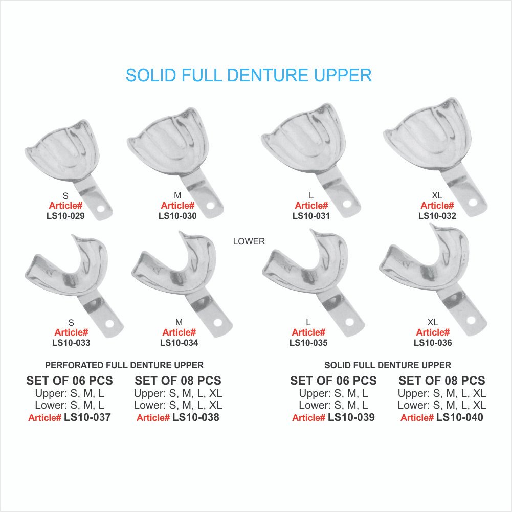 LS10-029 TO LS10-040 SOLID FULL DENTURE UPPER SOLID FULL DENTURE UPPER IMPRESSION TRAYs - Image 1
