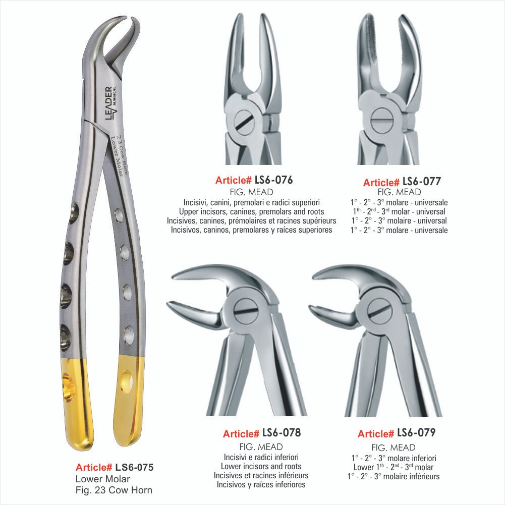 LS6-075 TO LS6-079 Lower Molar Fig. 23 Cow Hom Extracting Forceps - Image 1
