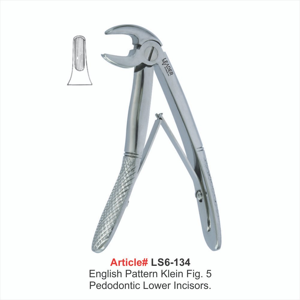 LS6-134 English Pattern Klein Fig. 5 Pedodontic Lower Incisors Extracting Forceps - Image 1