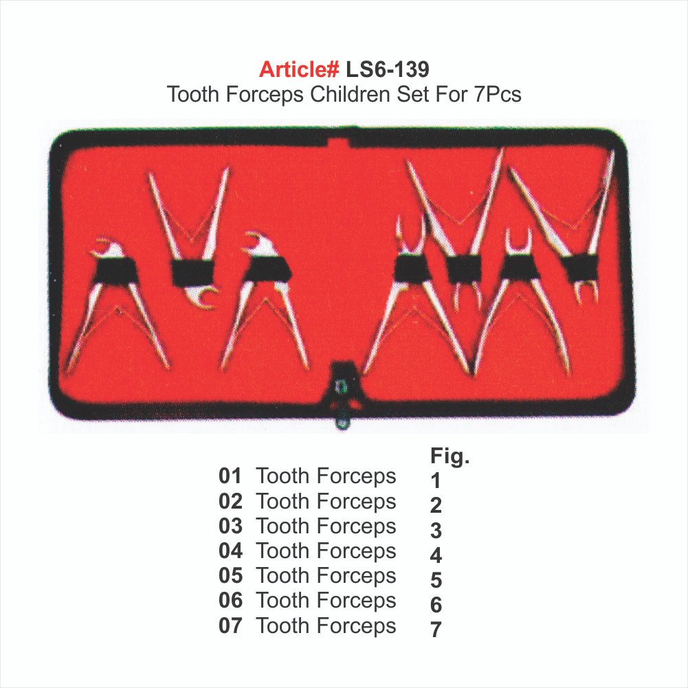 LS6-139 Tooth Forceps Children Set For 7Pcs Tooth Forceps Chlldren Set For 7 Pcs - Image 1