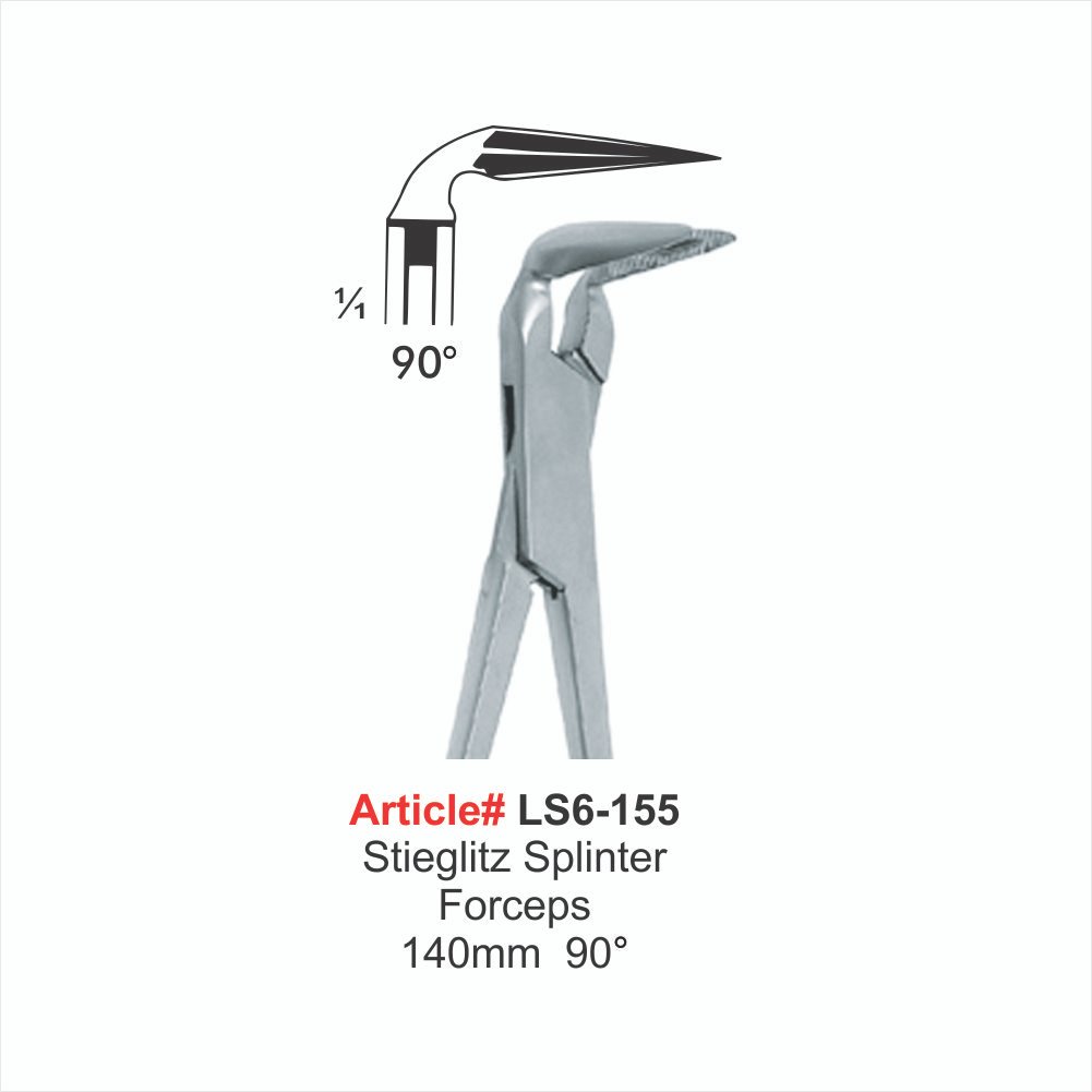 LS6-155 Stlegiitz Splinter Forceps 140mm 90° Extracting Forceps - Image 1