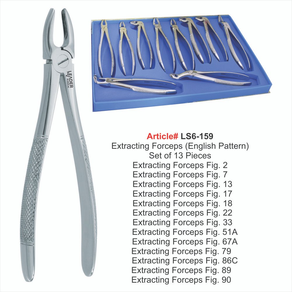 LS6-159 Extracting Forceps (English Pattern) Set of 13 Pieces Extracting Forceps (English Patterm) Set of 13 Pieces - Image 1