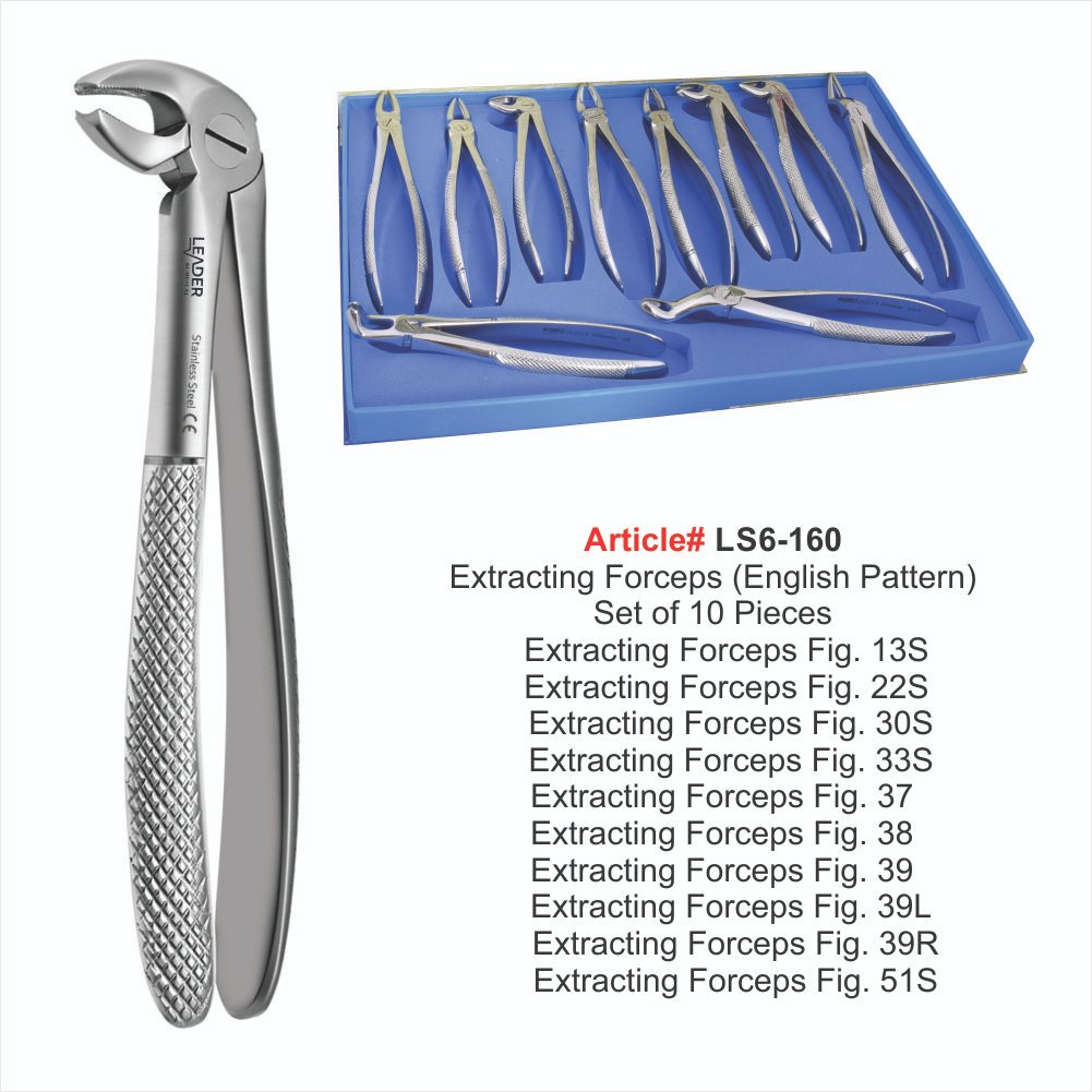 LS6-160 Extracting Forceps (English Pattern) Set of 10 Pieces Extracting Forceps (English Pattern) Set of 10 Pieces - Image 1