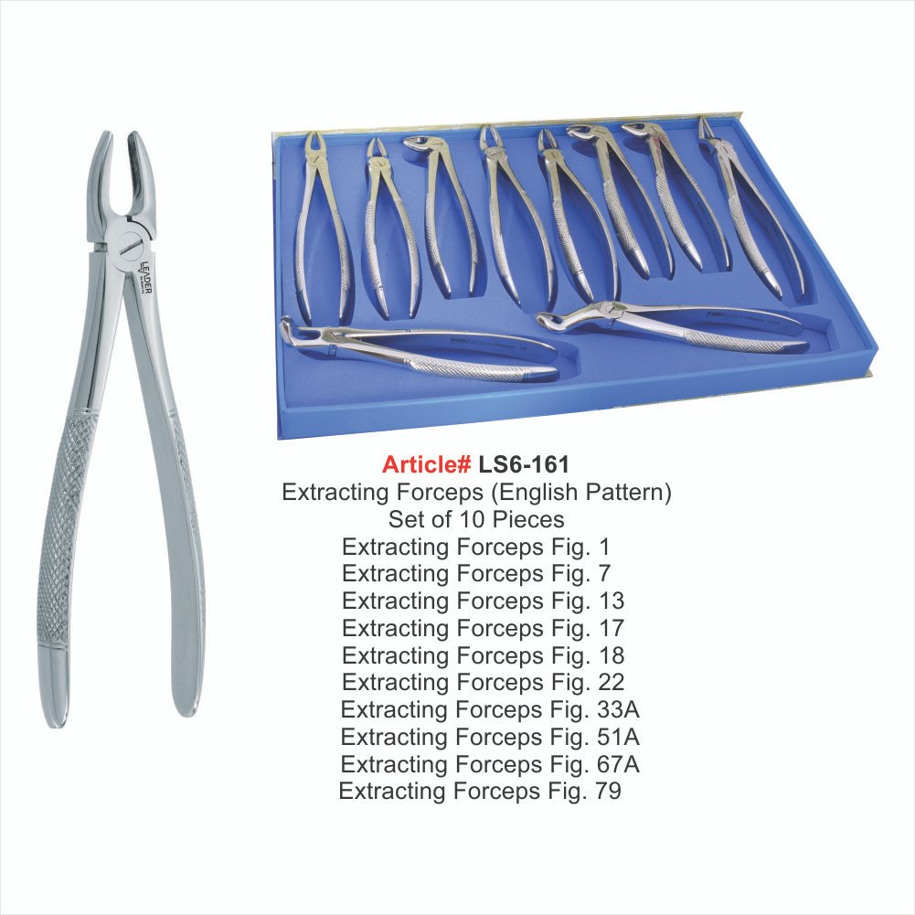 LS6-161 Extracting Forceps (English Pattern) Set of 10 Pieces Extracting Forceps (English Pattem) Set of 10 Pieces - Image 1