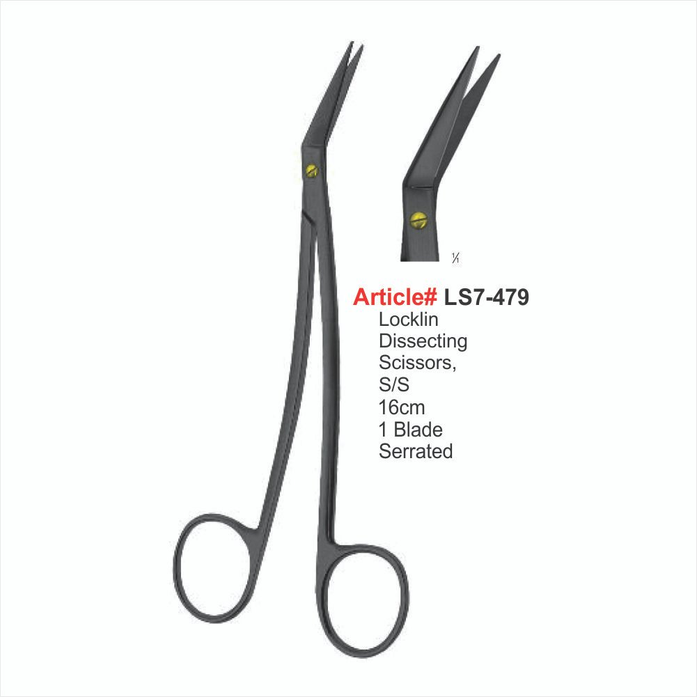 LS7-479 Locklin Dissecting Sciesors, S/S 16cm 1 Blade Serrated - Image 1