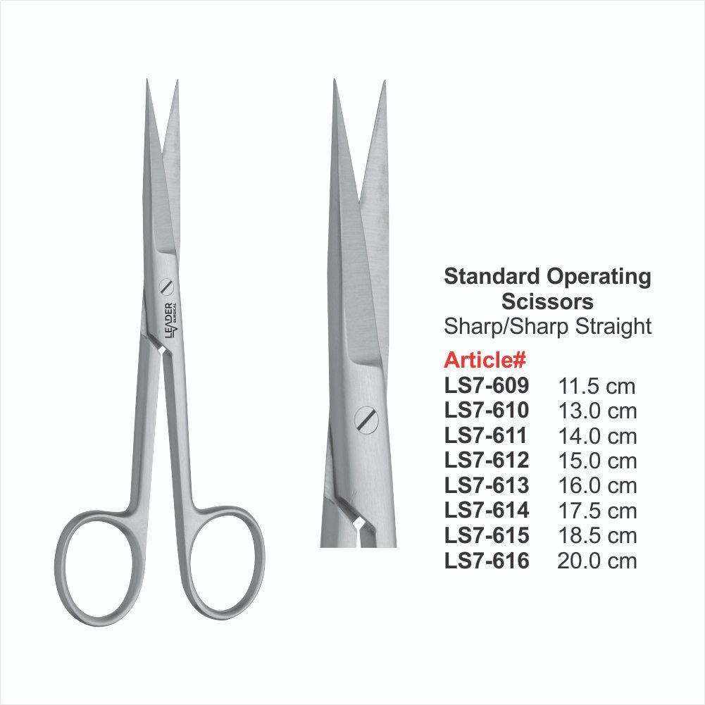 LS7-609 TO LS7-616 Standard Operating Scissors Sharp/Sharp Straight - Image 1