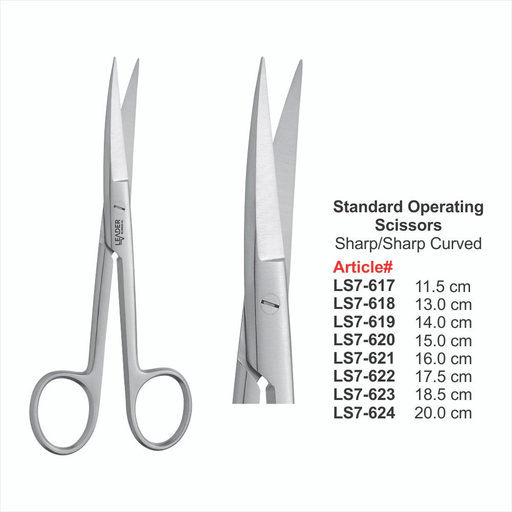 LS7-617 TO LS7-624 Standard Operating Scissors Sharp/Sharp Curved - Image 1