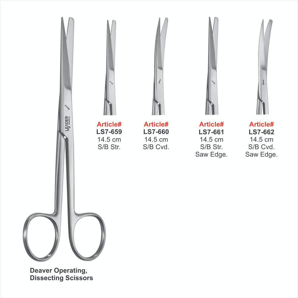 LS7-659 TO LS7-662 Deaver Operating, Dissecting Scissors 14.5 cm S/B Cvd. - Image 1