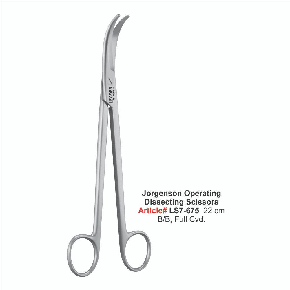 LS7-675 Jorgenson Operating Dissecting Scissors 22 cm B/B, Full Cvd. - Image 1