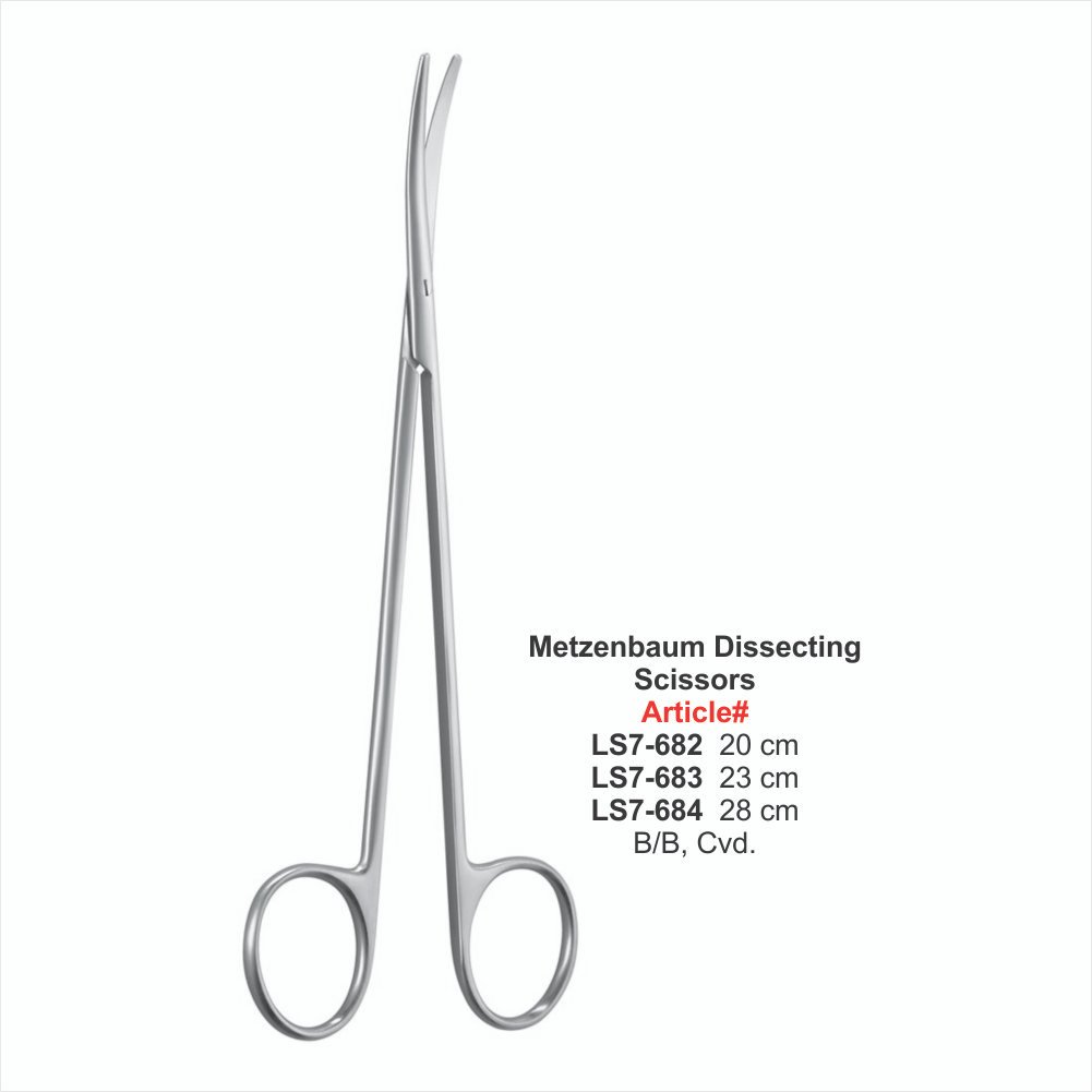 LS7-682 TO LS7-684 Metzenbaum Dissecting Scissors B/B, Cvd. - Image 1