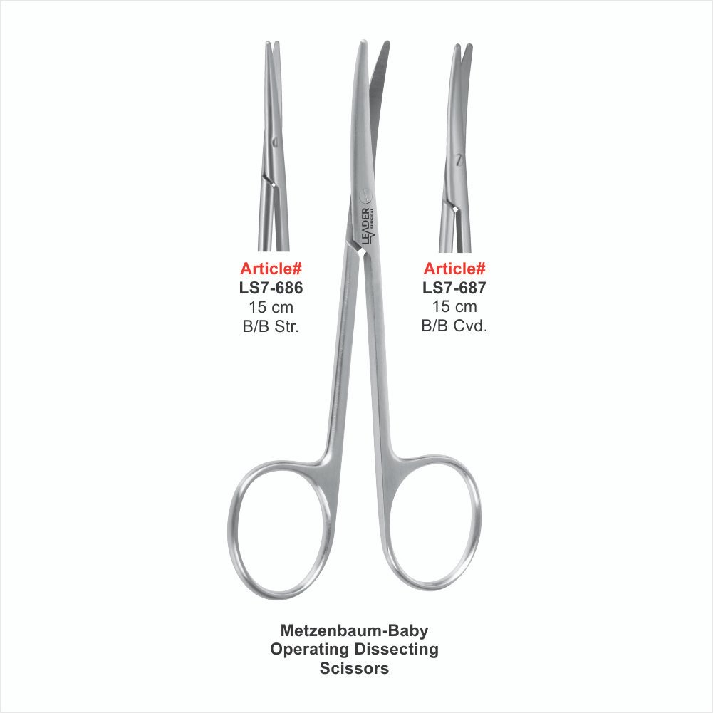 LS7-686 TO LS7-687 Metzenbaum-Baby Operating Dissecting Scissors 15 cm B/B Cvd. - Image 1