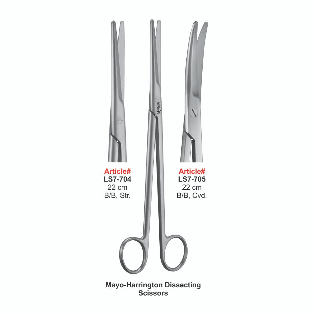 LS7-704 TO LS7-705 Mayo-Harrington Dissecting Scissors 22 cm B/B, Cvd. - Image 1