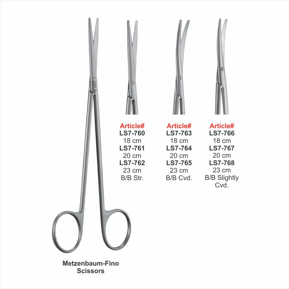 LS7-760 TO LS7-768 Metzenbaum-Fino Scissors 23 cm B/B Str. - Image 1