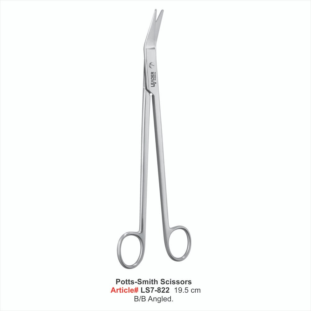 LS7-822 Potts-Smith Scissors 19.5 cm B/B Angled. - Image 1