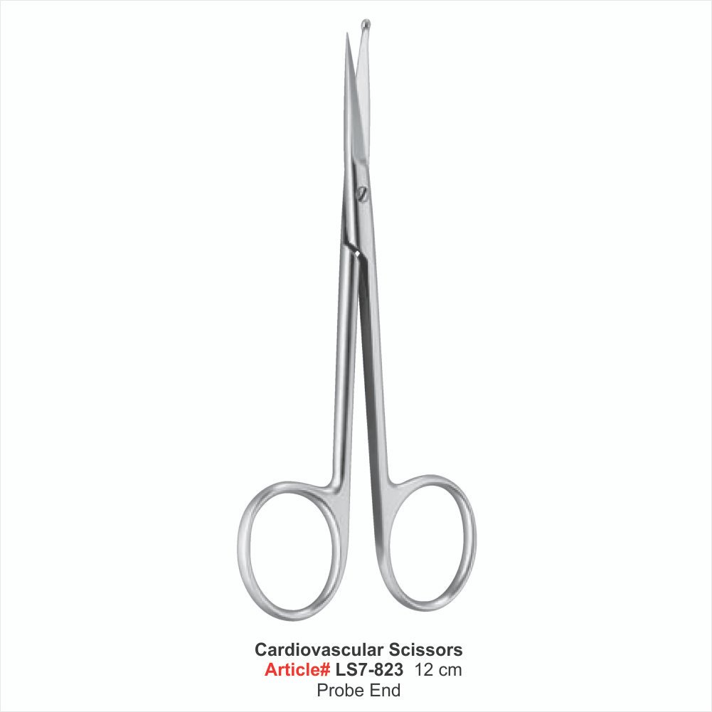 LS7-823 Cardlovascular Scissors 12 cm Probe End - Image 1