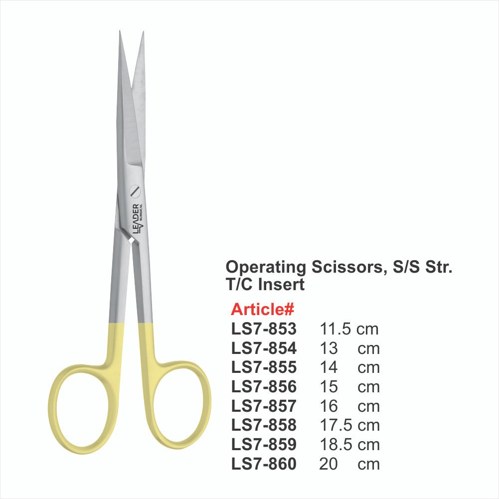LS7-853 to LS7-860 Operating Scissors, S/8 Str. T/C Insert - Image 1
