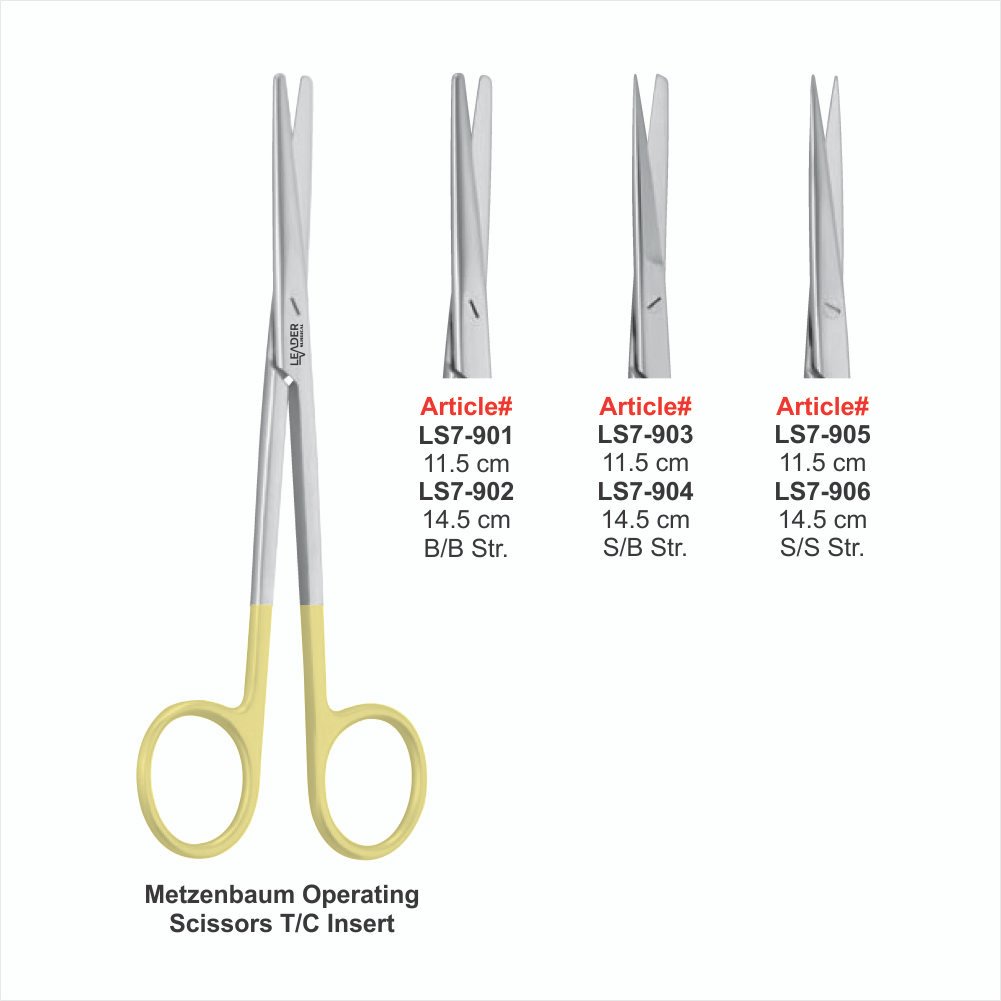 LS7-901 to LS7-906 Metzenbaum Operating Scissors T/C Insert B/B Str. - Image 1