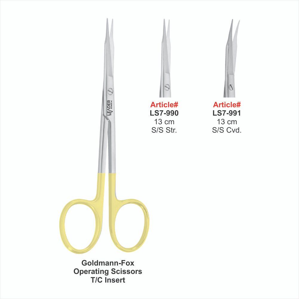 LS7-990 TO LS7-991 Goldmann-Fox Operating Scissors T/C Insert 13 cm S/S Cvd. - Image 1