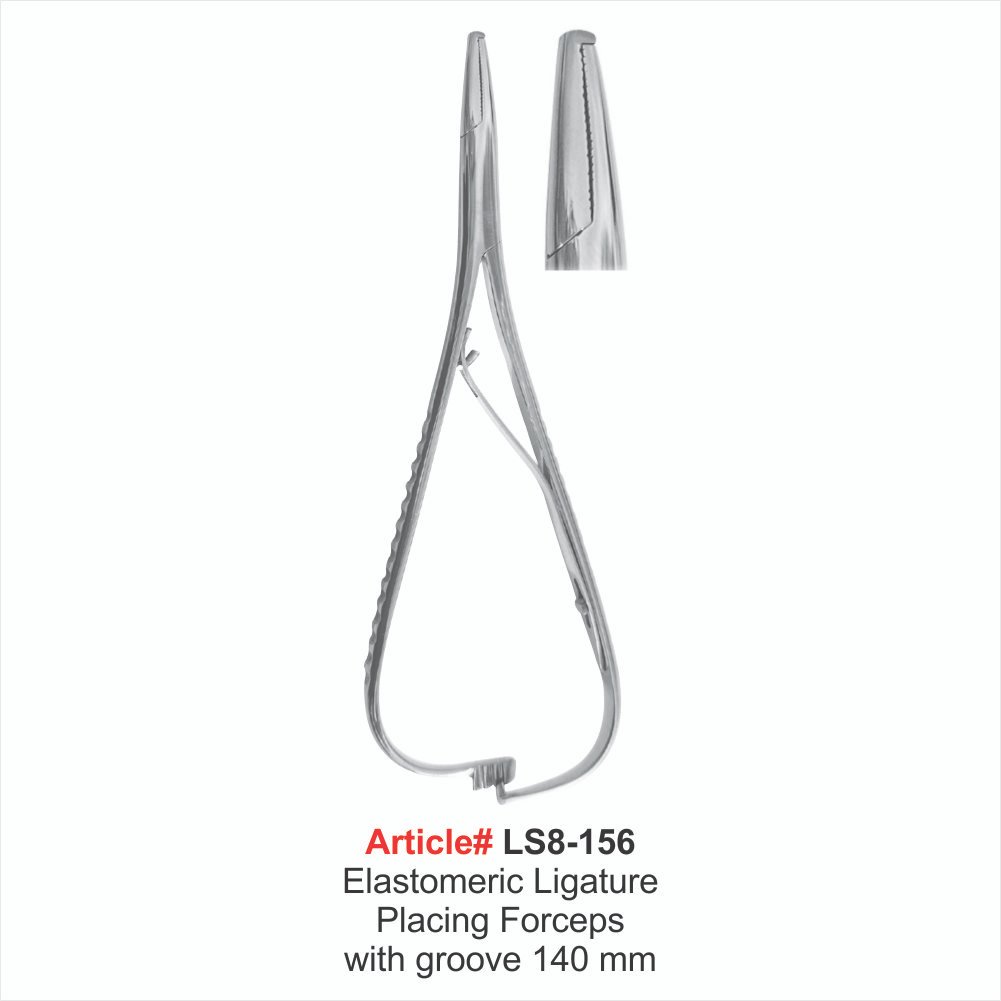 LS8-156 Elastomeric Ligature Placing Forceps with groove 140 mm - Image 1
