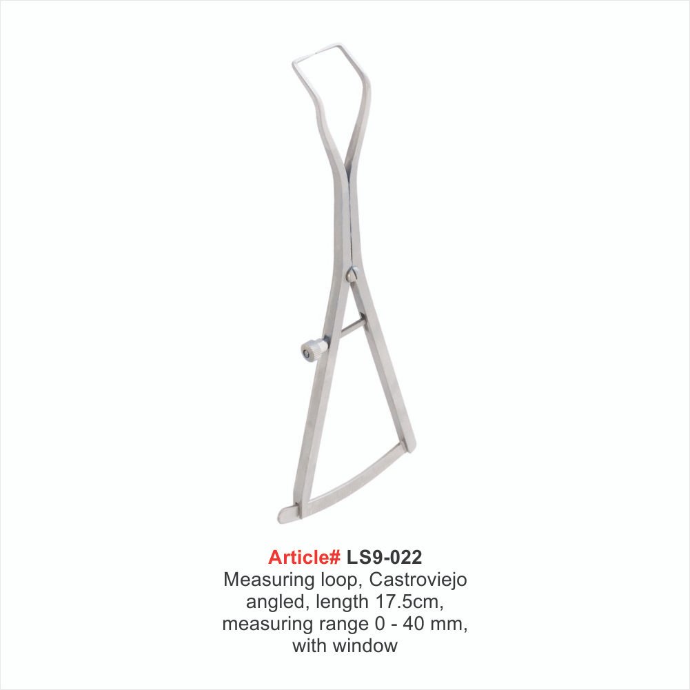 LS9-022 Measuring loop, Castroviejo angled, length 17.5cm, measuring range 0-40 mm, with window - Image 1