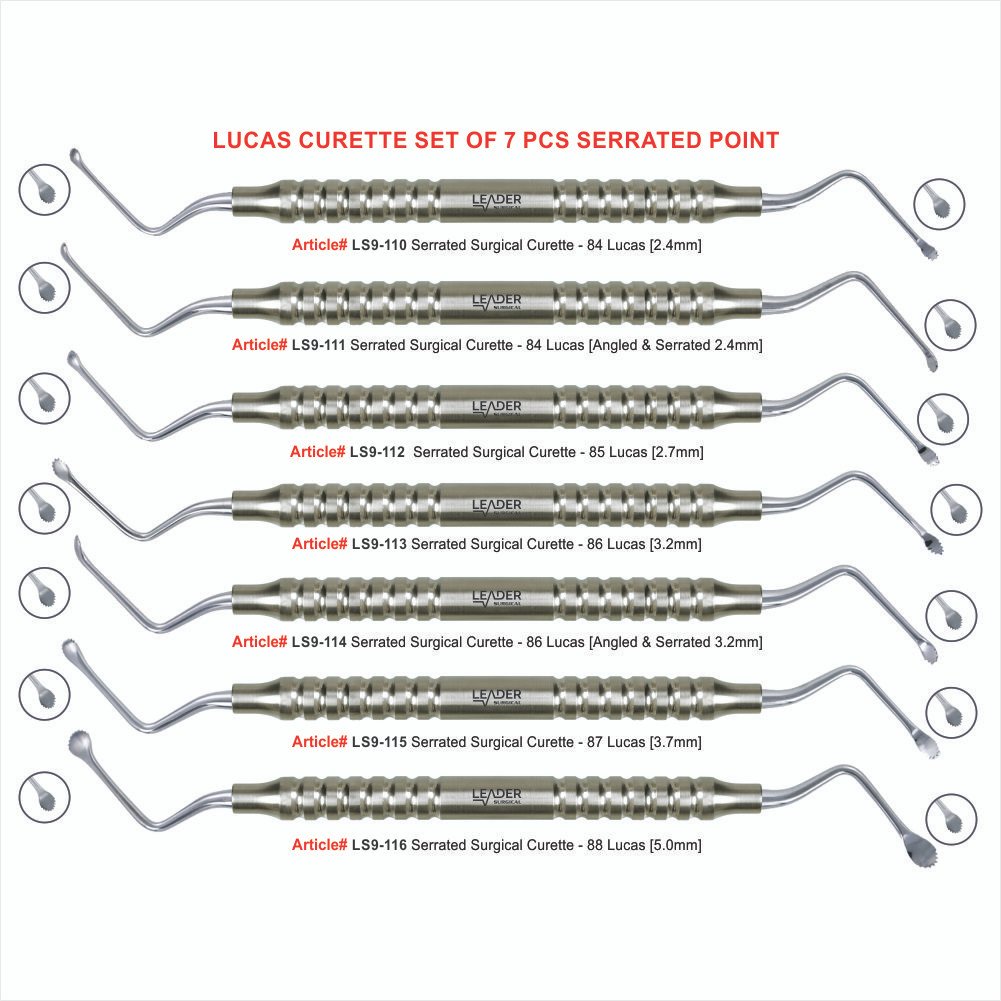 LS9-110 TO LS9-116 LUCAS CURETTE SET OF 7 PCS SERRATED POINT LUCAS CURETTE SET OF 7 PCS SERRATED POINT - Image 1