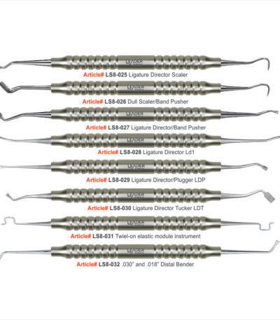 8Pcs Ligature Director and Band Pusher Set made from premium German stainless steel for precise orthodontic ligature placement and band adaptation